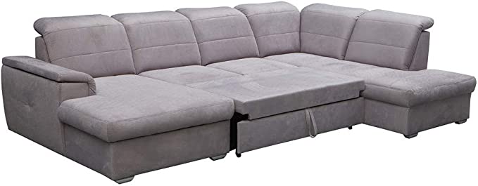 divano angolare panoramico 6-7 posti-divano letto con baule grigio antracite