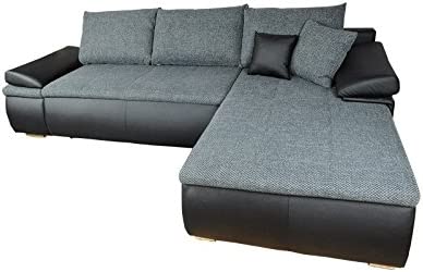 divano letto similpelle nero e grigio