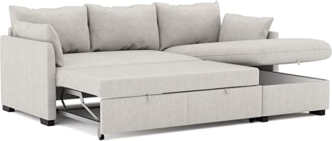 divano letto a 3 posti ad l chainse longue reversibile grigio chiaro in offerta